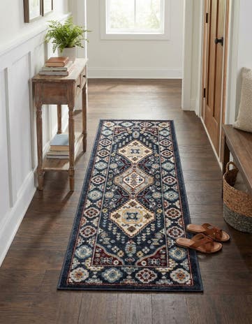Navy Blue Kamala Washable Runner Rug