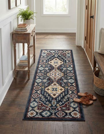 Navy Blue Kamala Washable Runner Rug