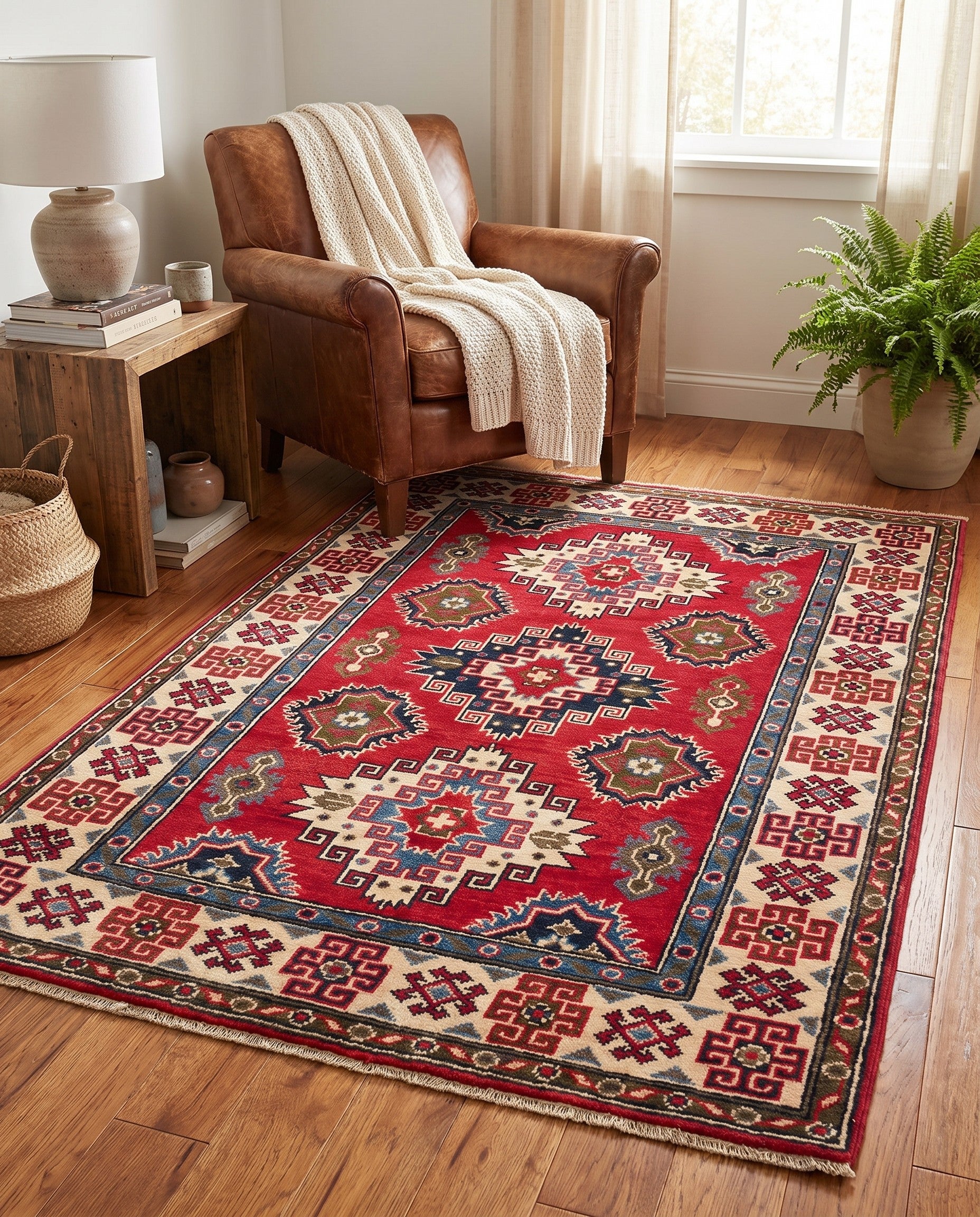 3' 3 x 4' 11 Hand Knotted Kazak Rug