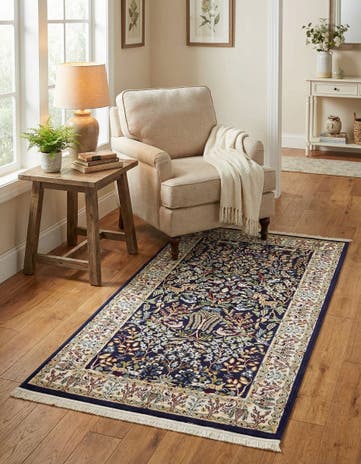 Navy Blue Nain Design Rug