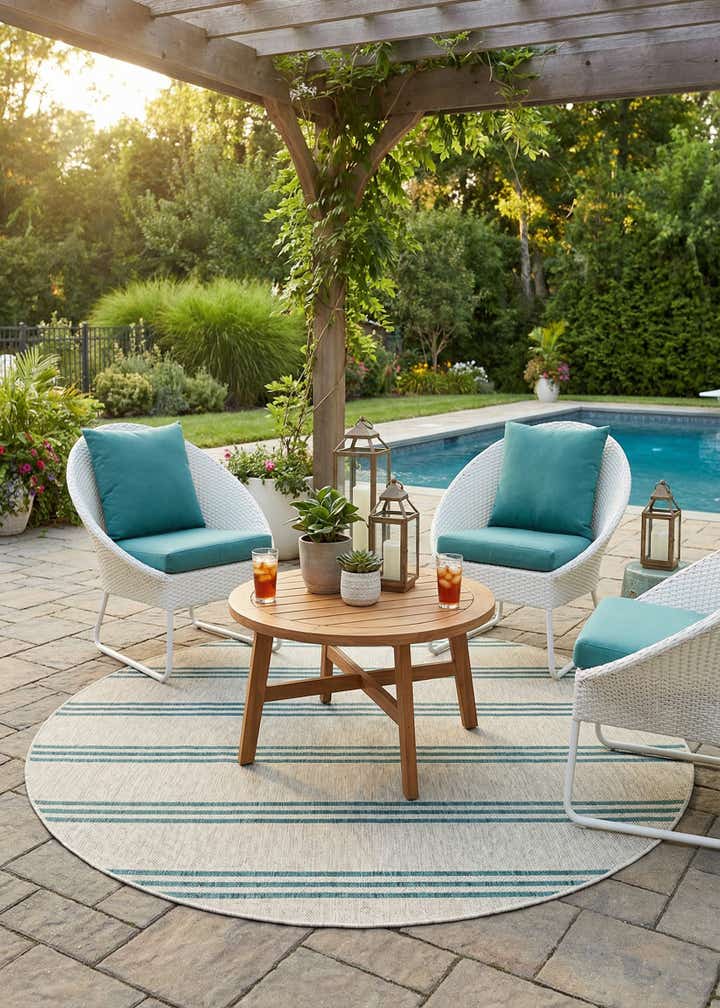 6' 7 x 6' 7 Easy-Clean Jill Zarin Anguilla Indoor / Outdoor Round Rug