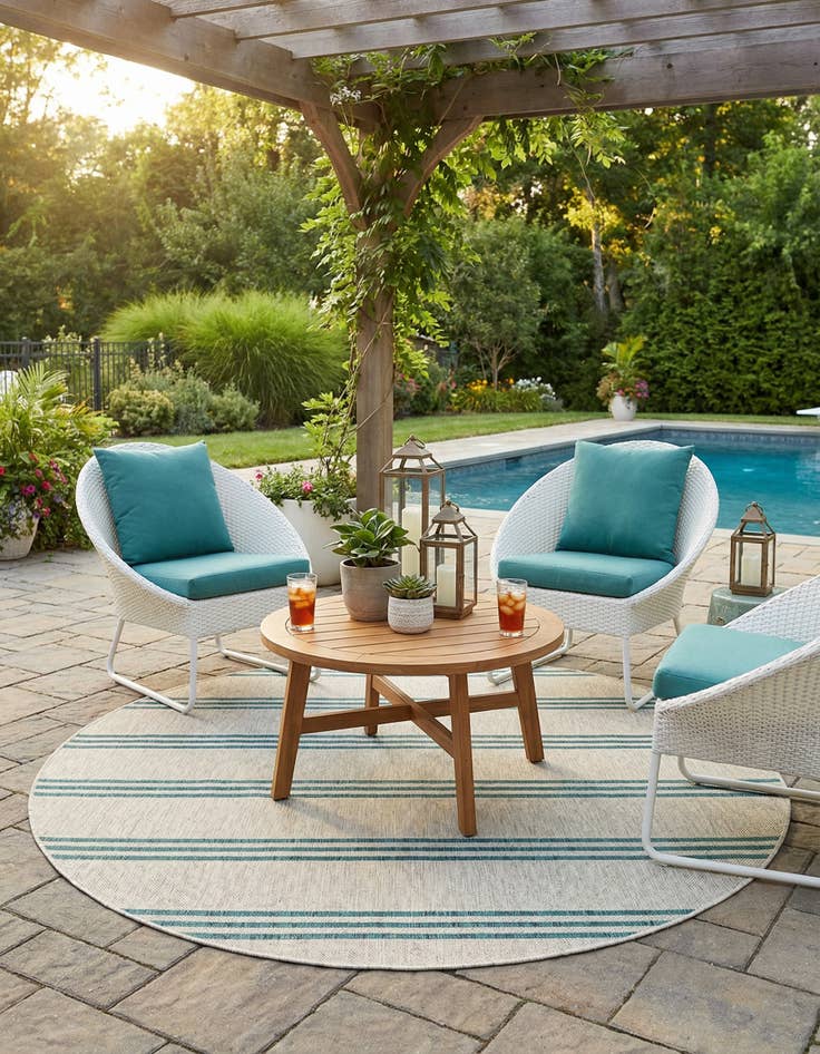 Detail image of 6' 7 x 6' 7 Washable Jill Zarin Anguilla Indoor / Outdoor Round Rug