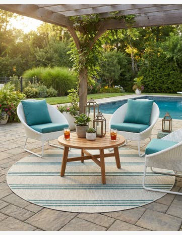 6' 7 x 6' 7 Easy-Clean Jill Zarin Anguilla Indoor / Outdoor Round Rug