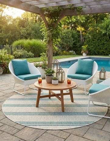 6' 7 x 6' 7 Easy-Clean Jill Zarin Anguilla Indoor / Outdoor Round Rug