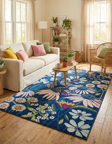 Navy Blue Bloom Rug