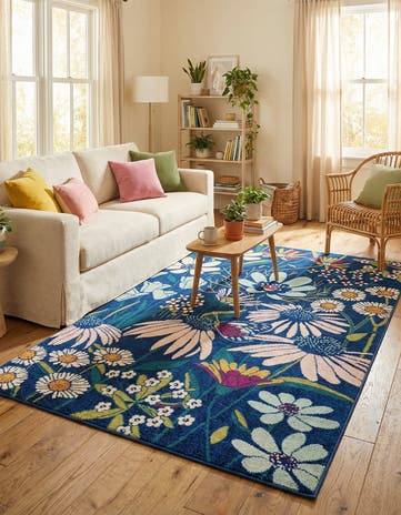 Navy Blue Bloom Rug