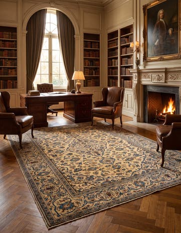 8' x 10' 3 Hand Knotted Kashan Persian Wool Rug