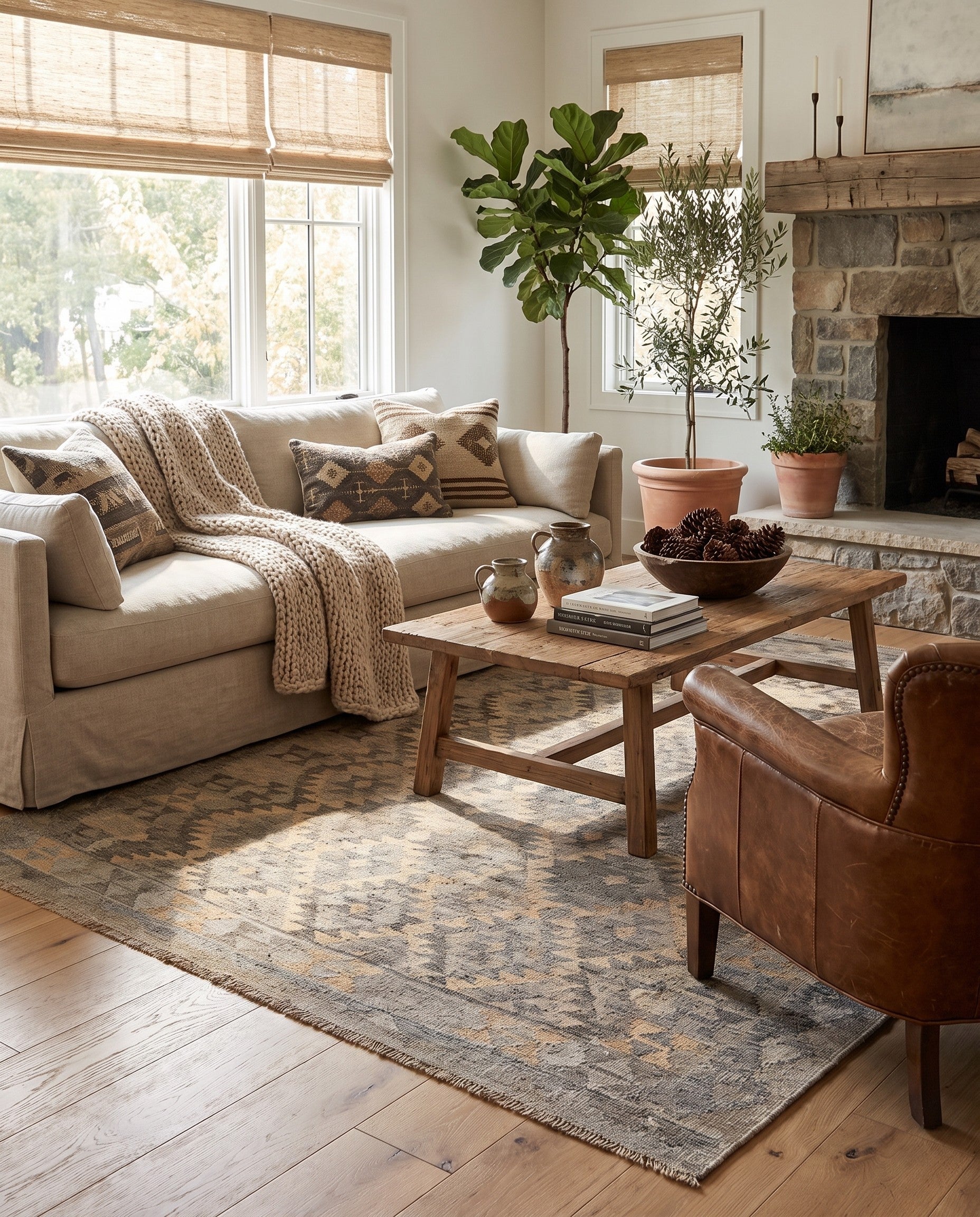 5' x 6' 6 Hand Woven Kilim Maymana Wool Rug