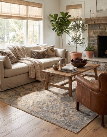 5' x 6' 6 Hand Woven Kilim Maymana Wool Rug