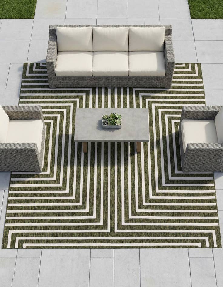 Detail image of  10' x 10'  Washable Modern Indoor / Outdoor Square Rug