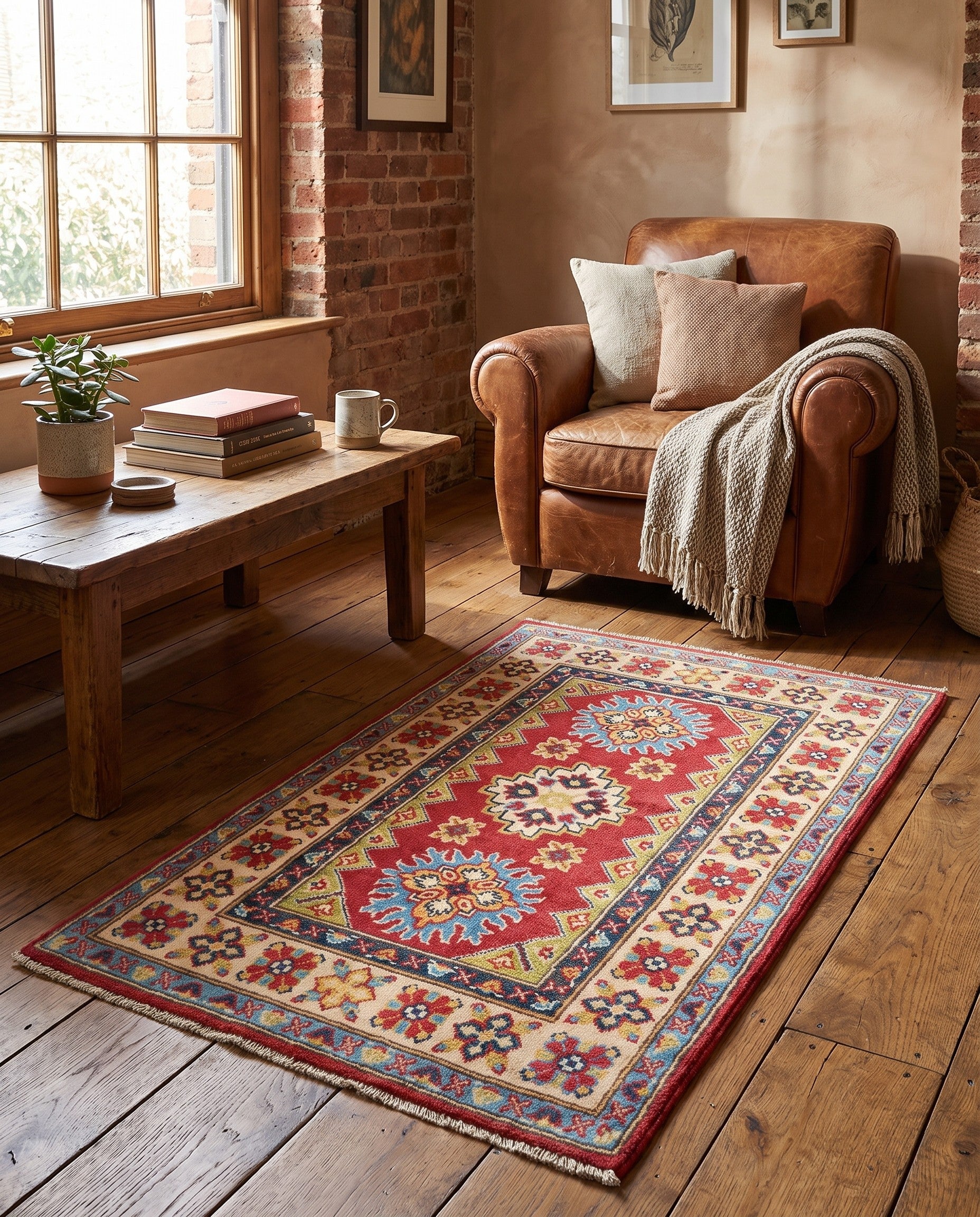 2' 6 x 4' Hand Knotted Kazak Rug