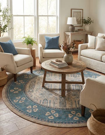 Beige Viola Round Rug
