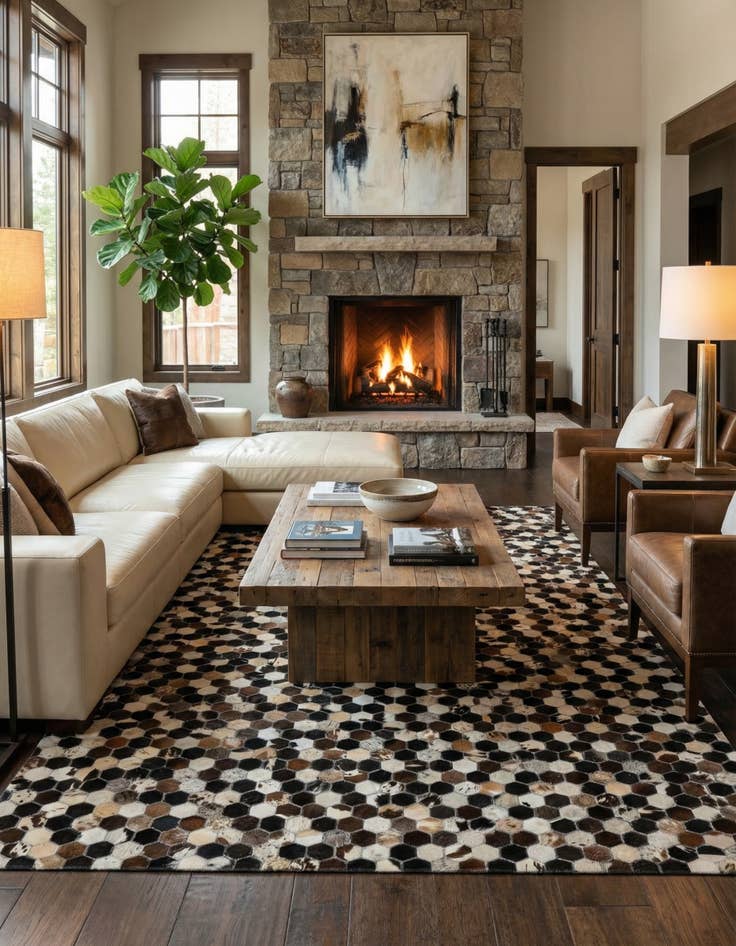 Detail image of 5' 1 x 8' Cowhide - Patchwork Rug