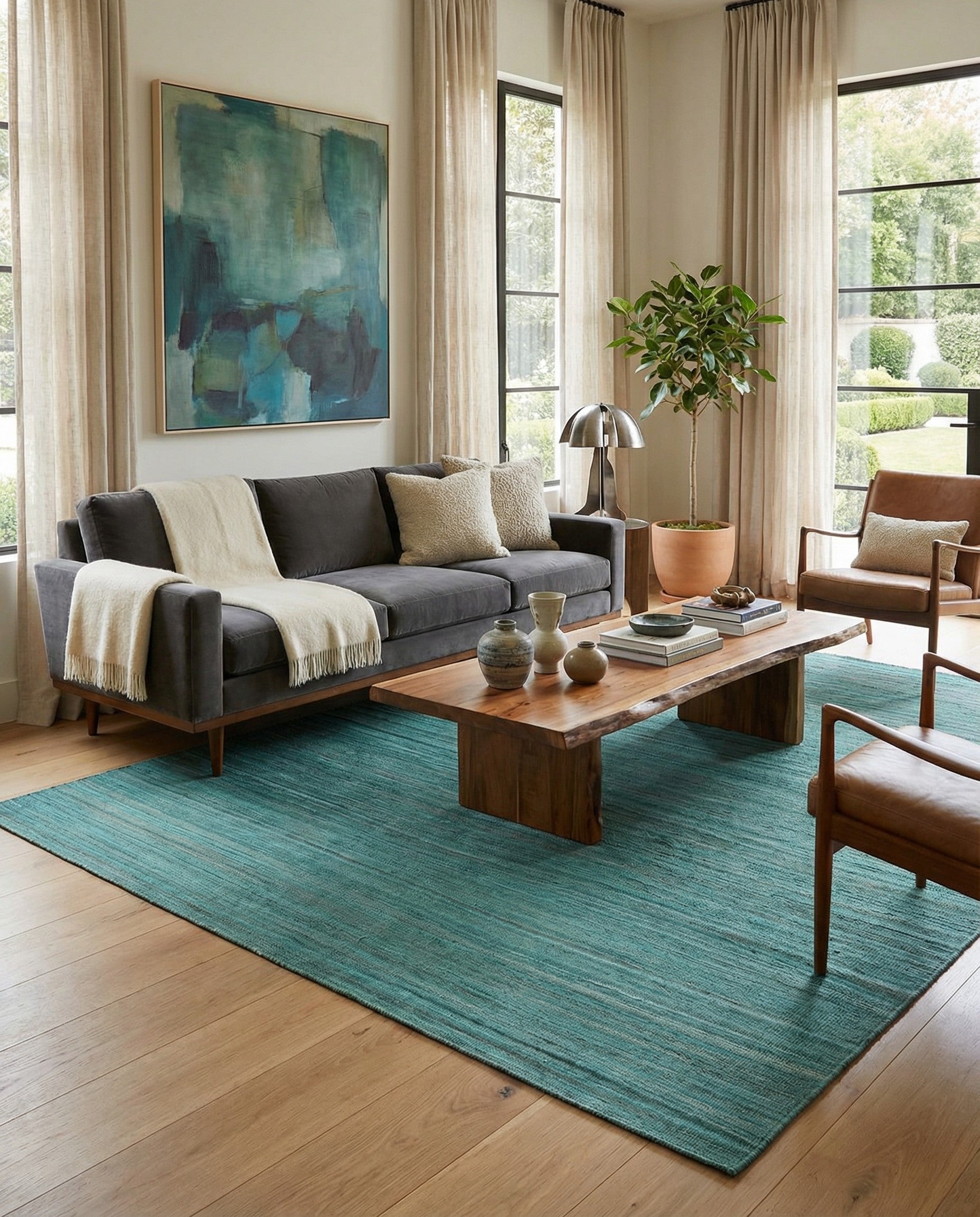 6' 10 x 9' 7 Hand Woven Kilim Modern Wool Rug