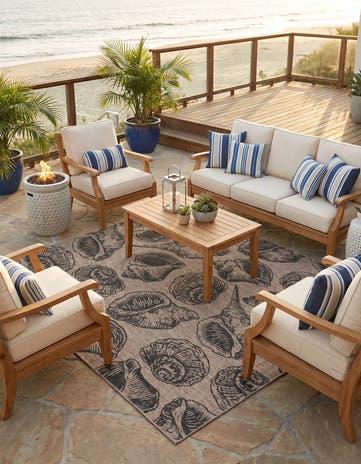 10' x 10' Easy-Clean Coastal Indoor / Outdoor Square Rug