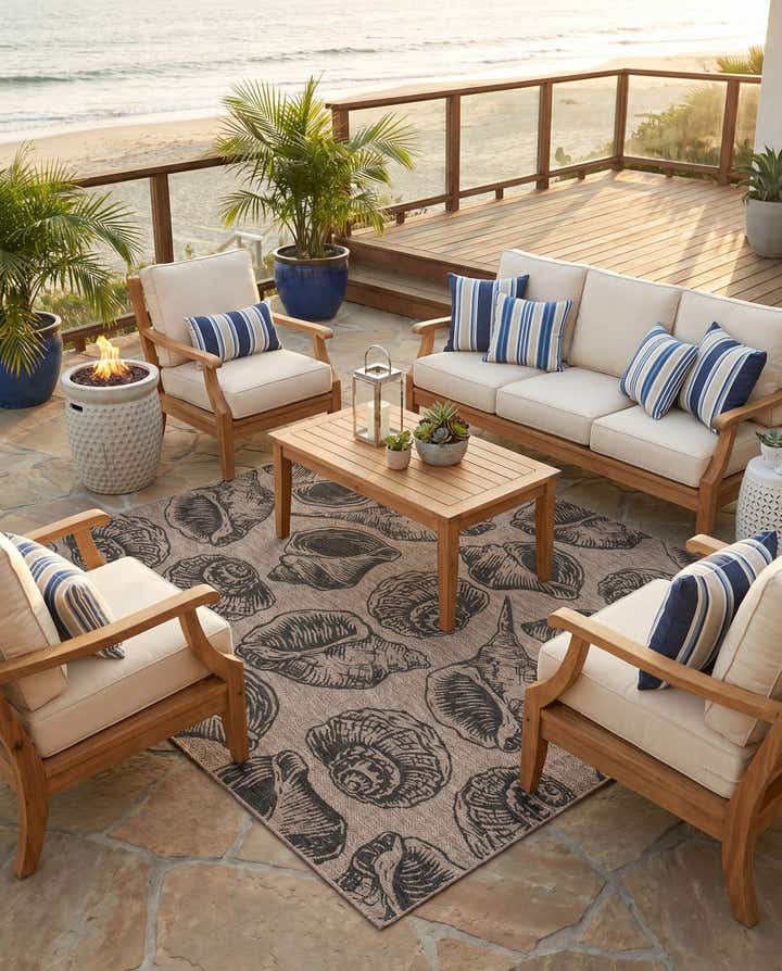 10' x 10' Easy-Clean Coastal Indoor / Outdoor Square Rug