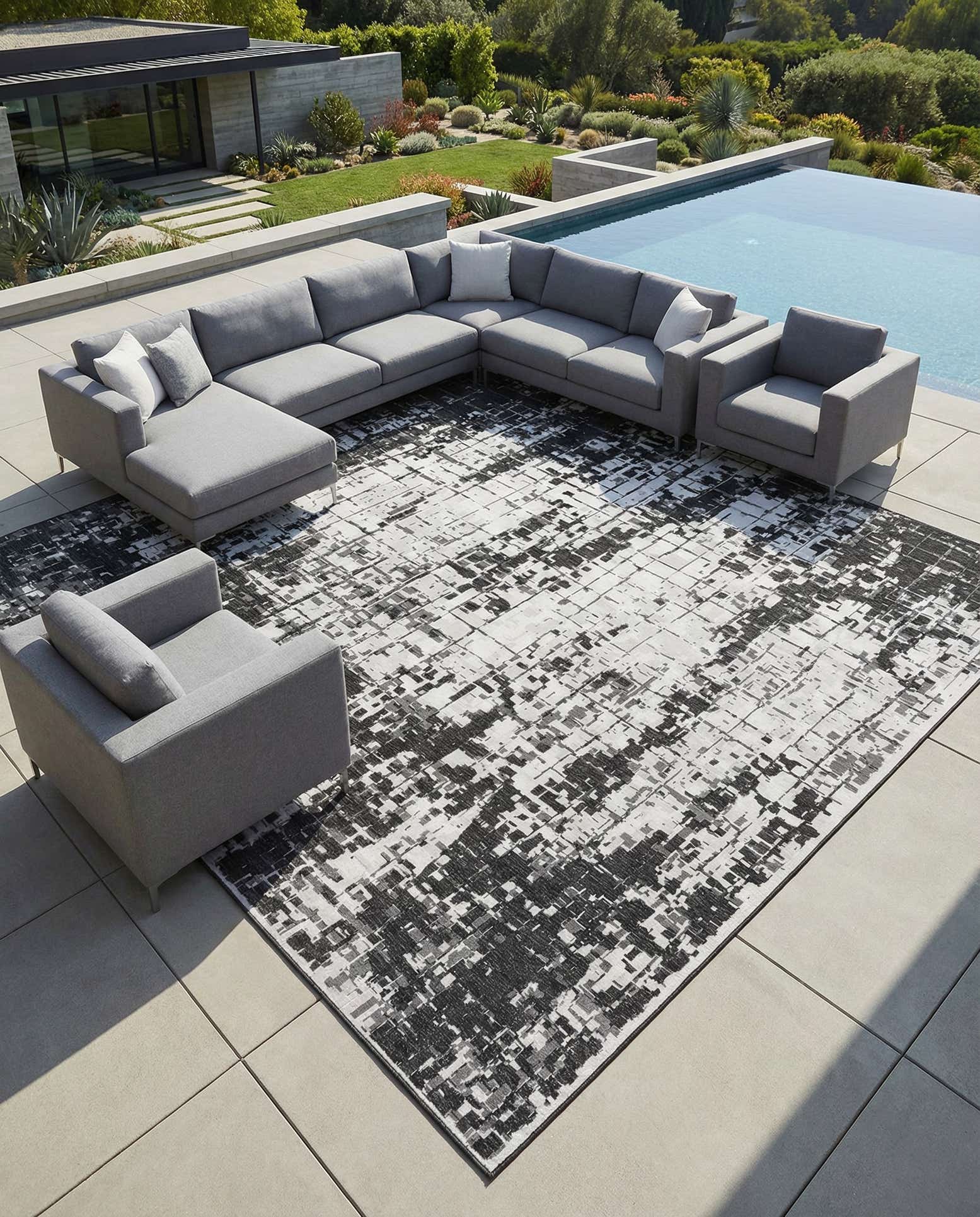 13' x 13' Easy-Clean Modern Indoor / Outdoor Square Rug