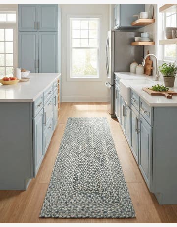 Gray Handmade Braided Chindi Runner Rug