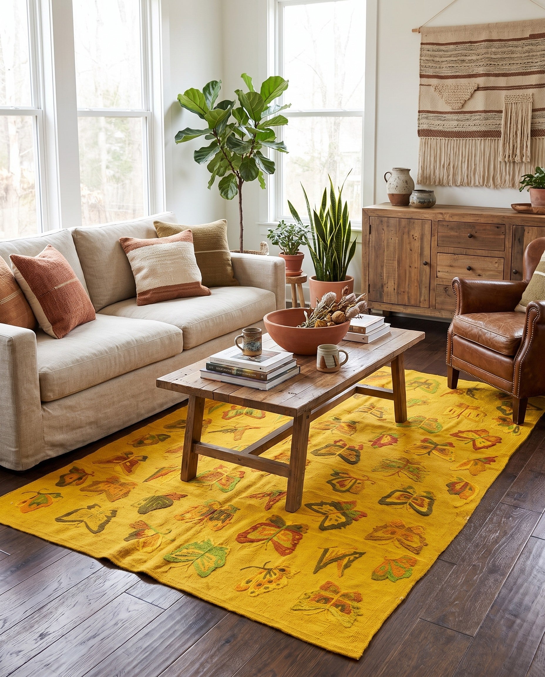 4' 9 x 6' 6 Hand Woven Kilim Suzani Wool Rug