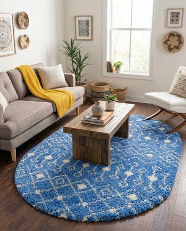  7' 10 x 10' Moroccan Trellis Shag Oval Rug