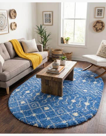 7' 10 x 10' Moroccan Trellis Shag Oval Rug
