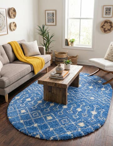 7' 10 x 10' Moroccan Trellis Shag Oval Rug