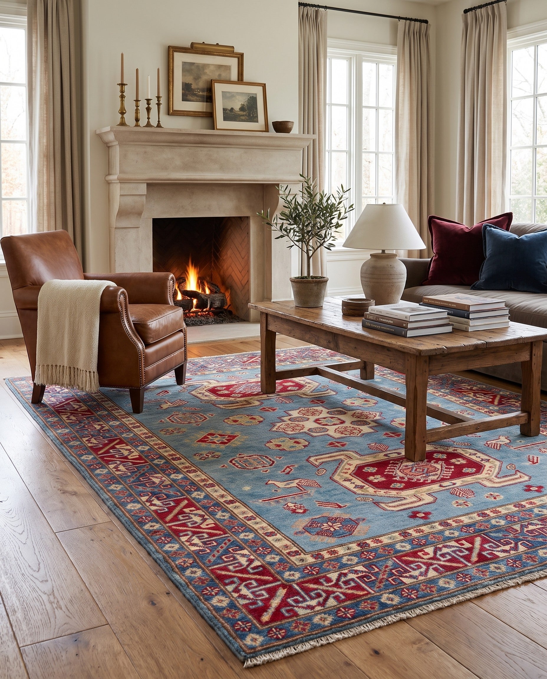5' 1 x 6' 9 Hand Knotted Kazak Rug