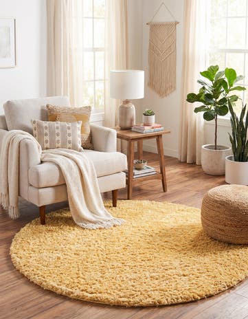 Sun Yellow Zermatt Shag Round Rug