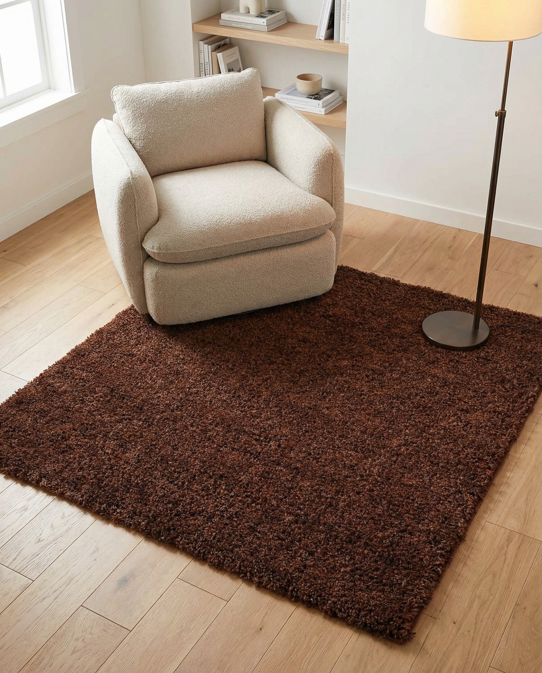 5' x 5' Solid Shag Square Rug