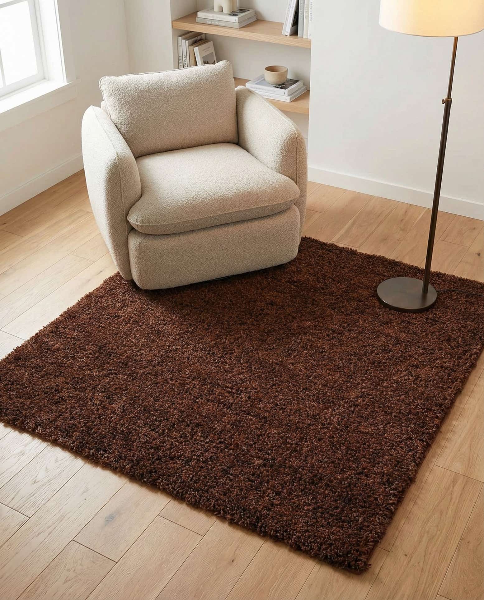 5' x 5' Solid Shag Square Rug