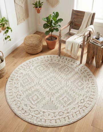 Ivory Boho Round Rug