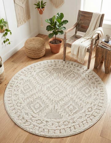 Ivory Boho Round Rug