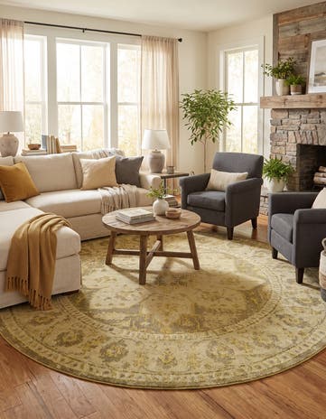Beige Washable Palazzo Round Rug