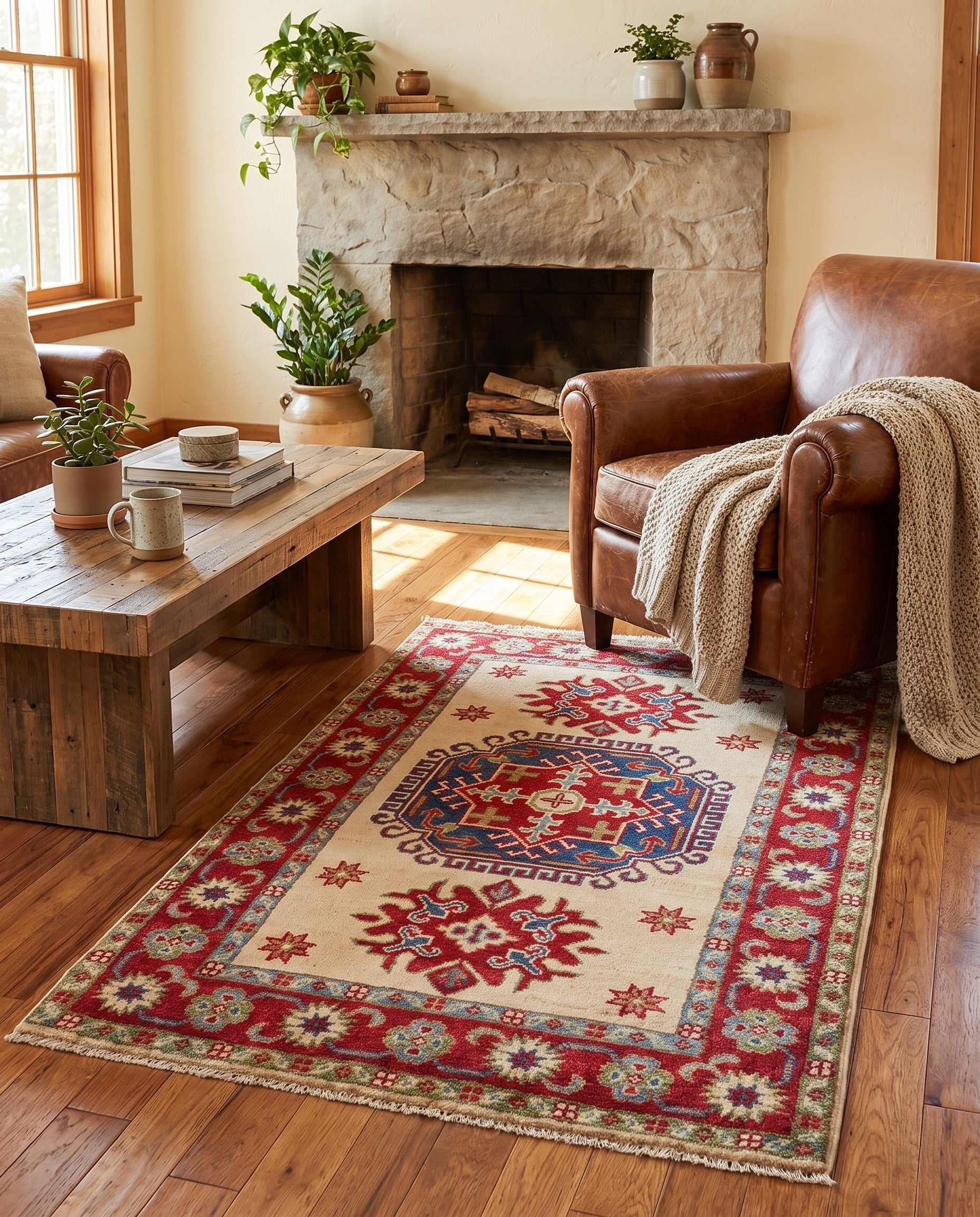 2' 7 x 4' Hand Knotted Kazak Rug
