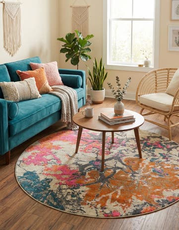 Beige Aria Round Rug