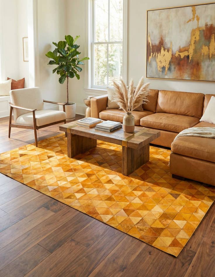 Detail image of 5' 2 x 8' 2 Cowhide Stocks Rug