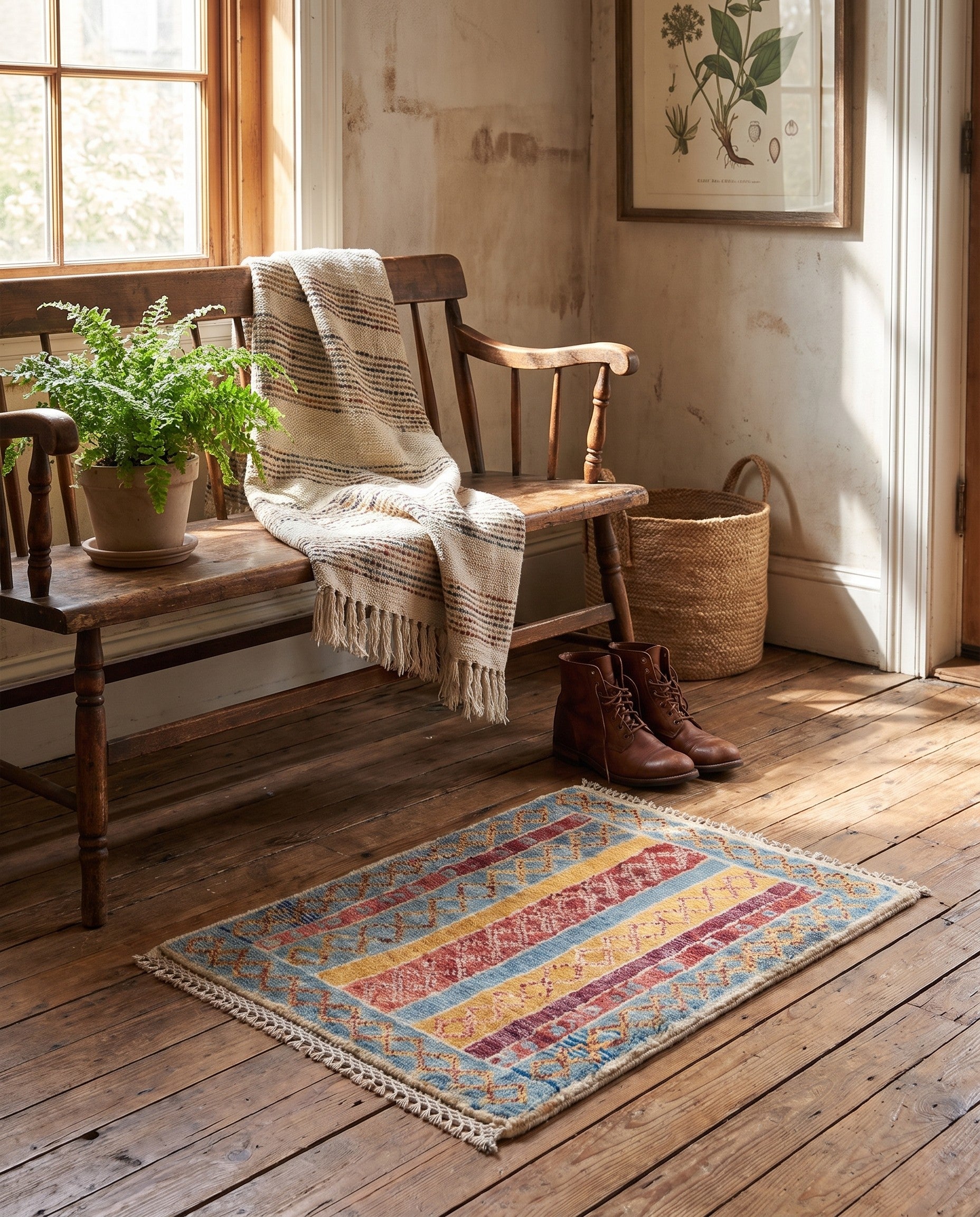 1' 4 x 2' Hand Knotted Ziegler Rug