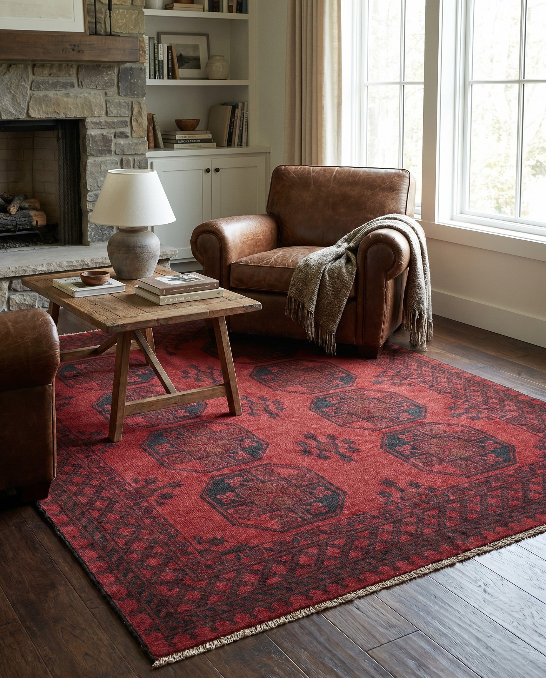 5' x 6' 2 Hand Knotted Afghan Akhche Wool Rug