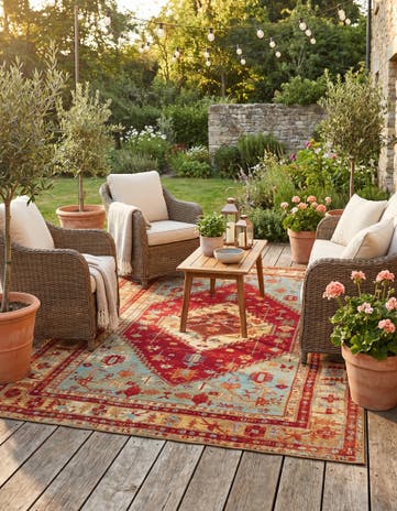 6' x 9' Easy-Clean Traditional Indoor / Outdoor Rug
