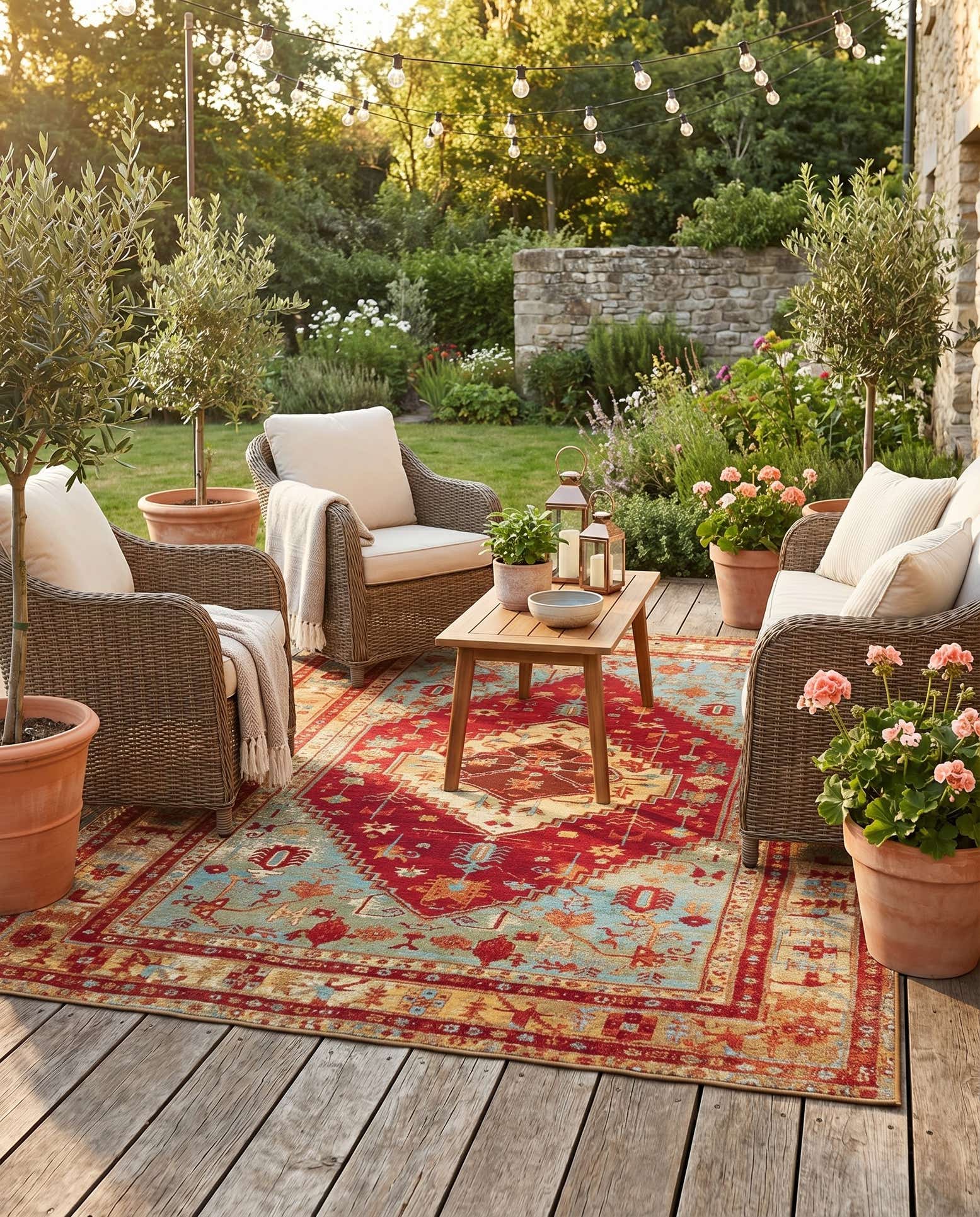 6' x 9' Easy-Clean Traditional Indoor / Outdoor Rug