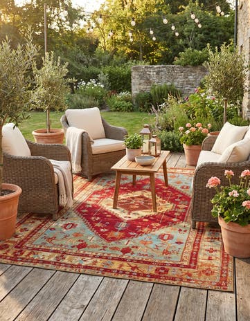 6' x 9' Easy-Clean Traditional Indoor / Outdoor Rug