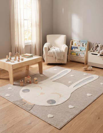 Peach Blossom Whimsy Kids Square Rug