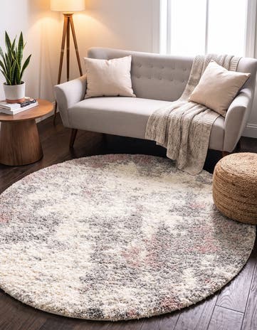 Pink Soft Touch Shag Round Rug