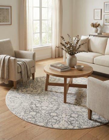 Light Gray Modern Classical Round Rug