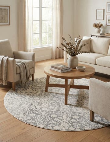 Light Gray Modern Classical Round Rug