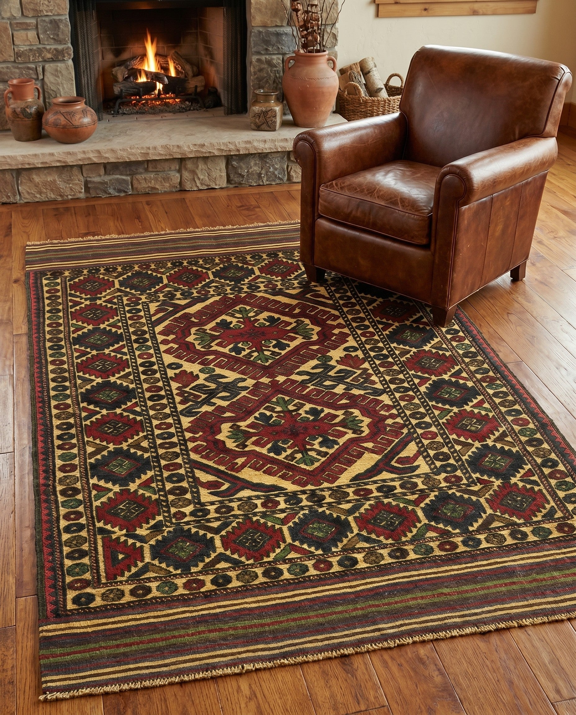 4' x 6' 2 Hand Knotted Sumak Wool Rug