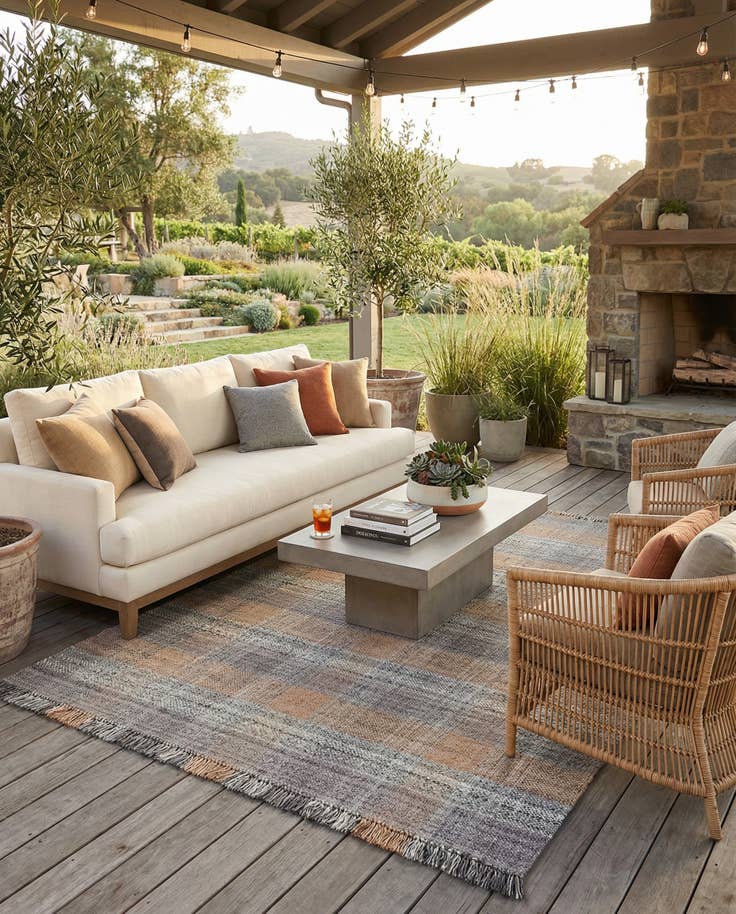 Detail image of 7' 10 x 10' Easy-Clean Eco Plaid Washable Indoor / Outdoor Rug