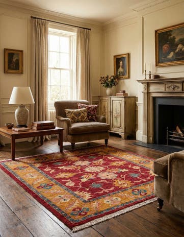 6' 1 x 6' 6 Hand Knotted Ziegler Wool Square Rug