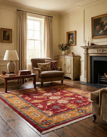 6' 1 x 6' 6 Hand Knotted Ziegler Wool Square Rug