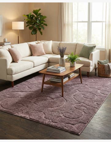 Violet Botanical Shag Rug